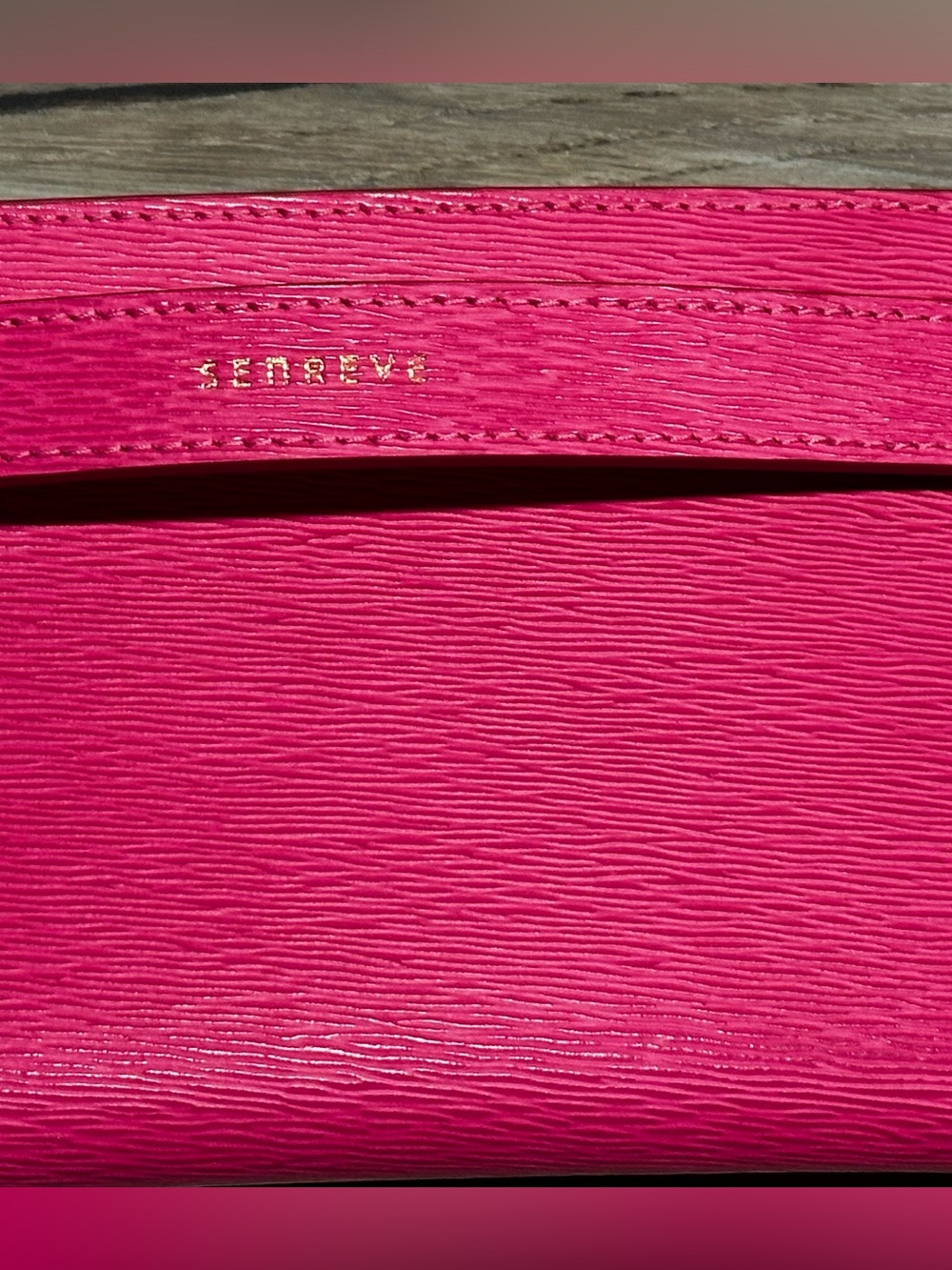 SENREVE Hot Pink Italian Leather Zip Pocket Pouch Clutch Made in Italy